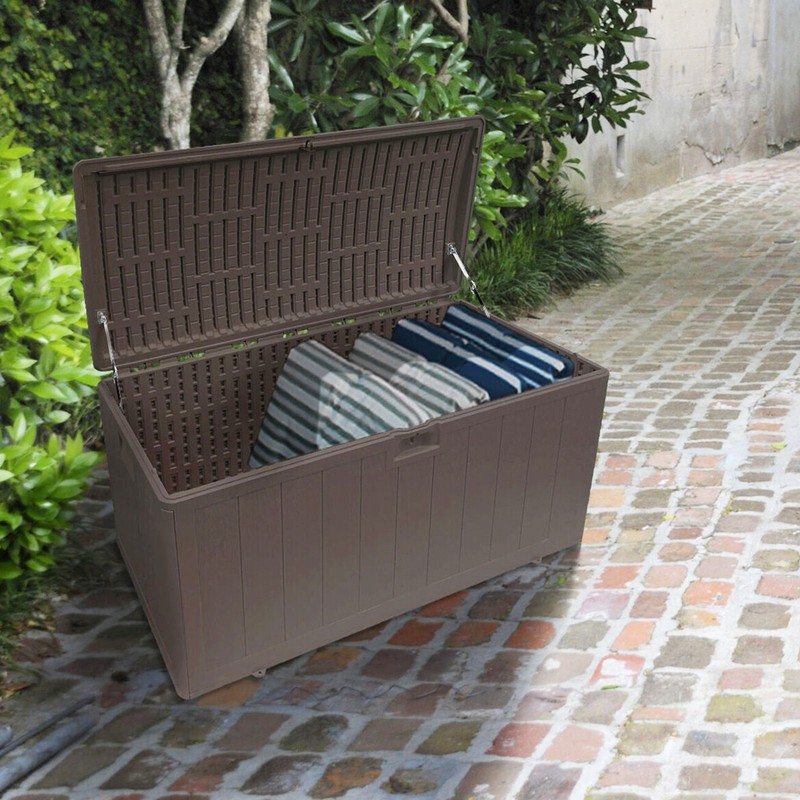 Plastic Development Group 130 Gallon Resin Outdoor Patio Storage Deck Box, Gray gallery