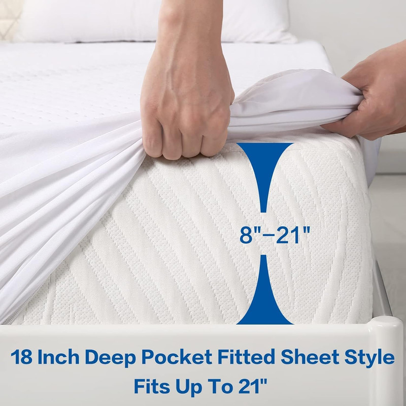 Protector de Twin Size Mattress Waterproof Cooling para Dorm 39x75 Fits 8-21 In gallery