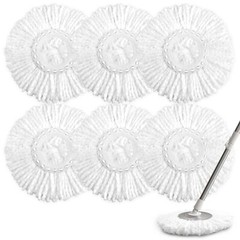 6 Pack Spin Mop Replacement Head For 360 Spin Mop System Standard Size Round Sha