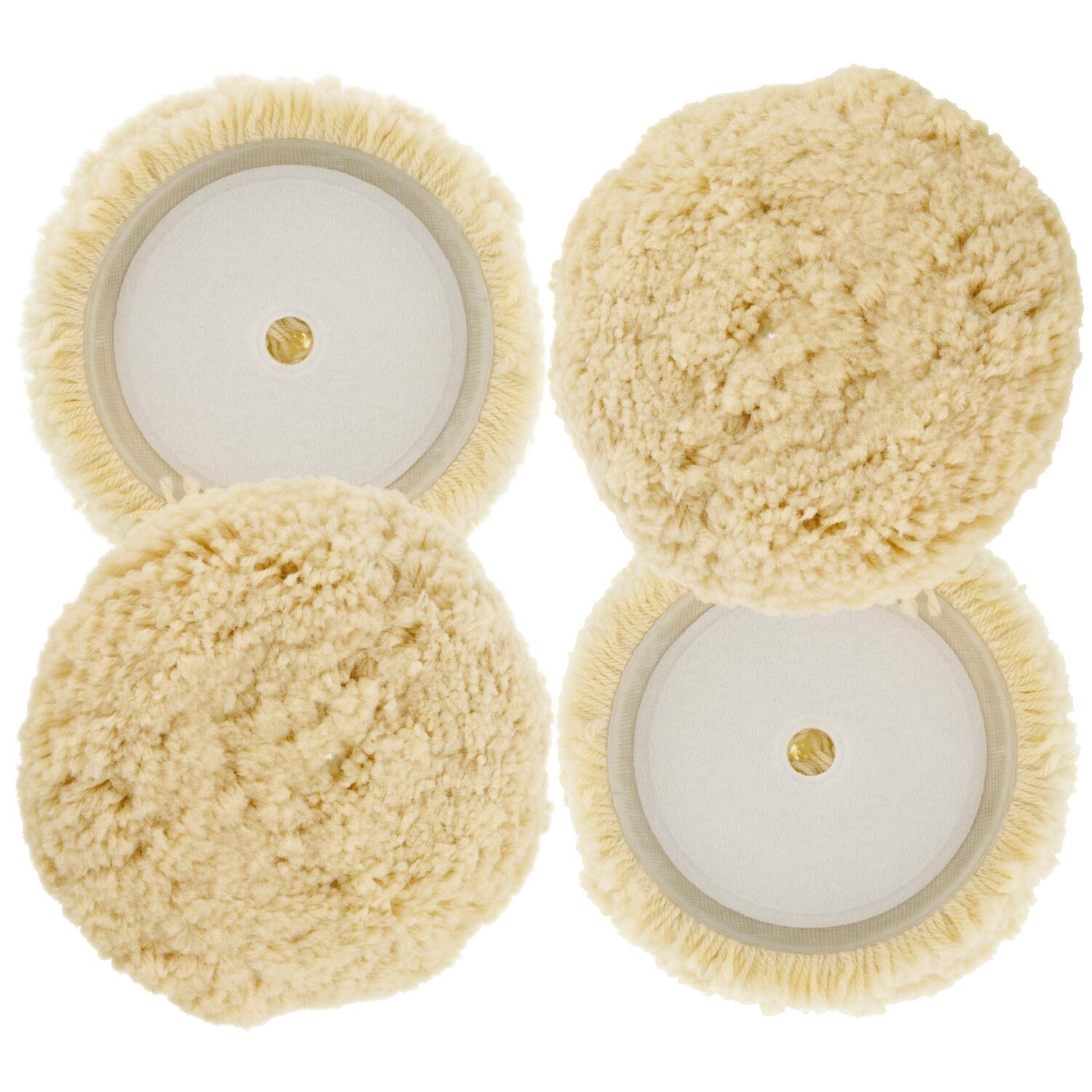 6" 100% Wool Hook & Loop Grip Buffing Pad for Compound Cut & Polishing 2 Pack gallery