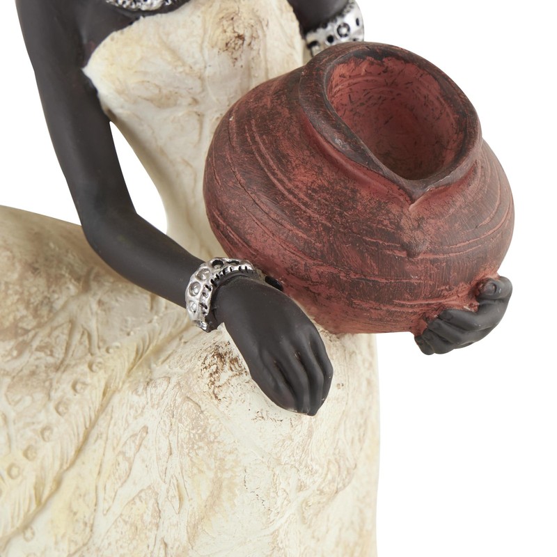 Deco 79 Polystone Woman Decorative Sculpture Sitting African Home Decor Statue gallery