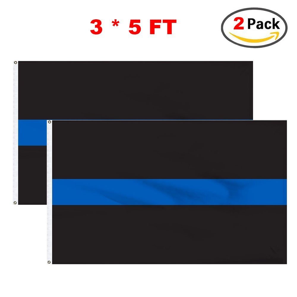 Thin Blue Line Flags 2 pack 3x5 Home Garden Polyester Nylon Flag Brass Grommets gallery