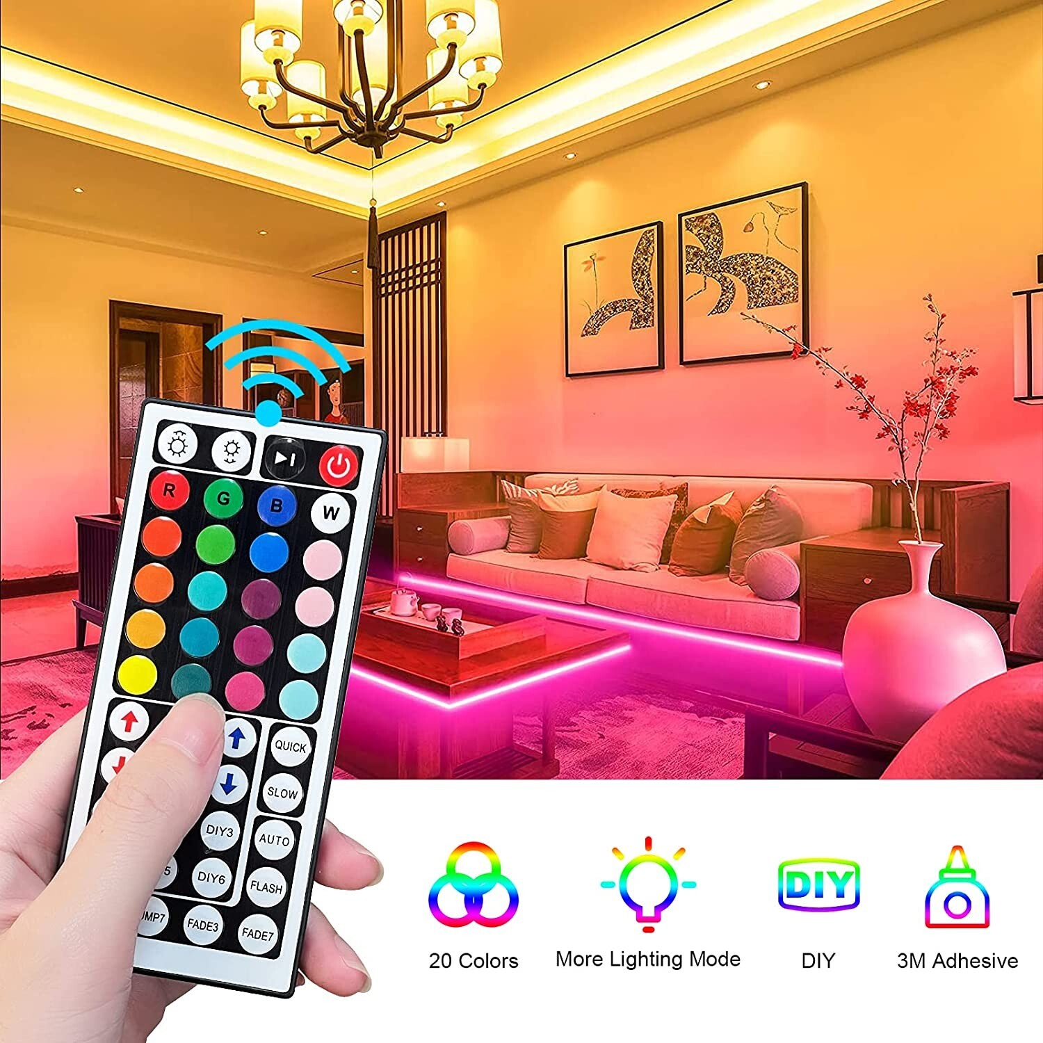 WLTOEOO 32.8ft Waterproof LED RGB Strip Lights gallery