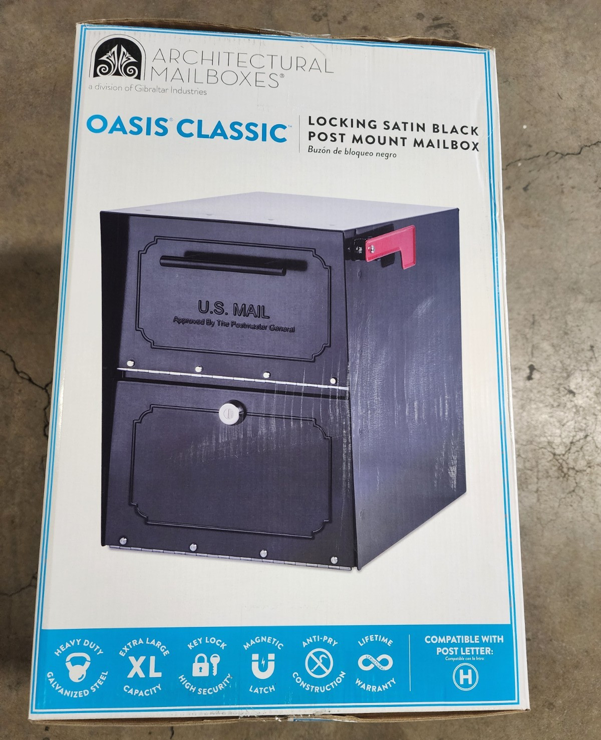 Architectural Mailboxes Oasis Classic Locking Post Mount Mailbox Satin Black gallery