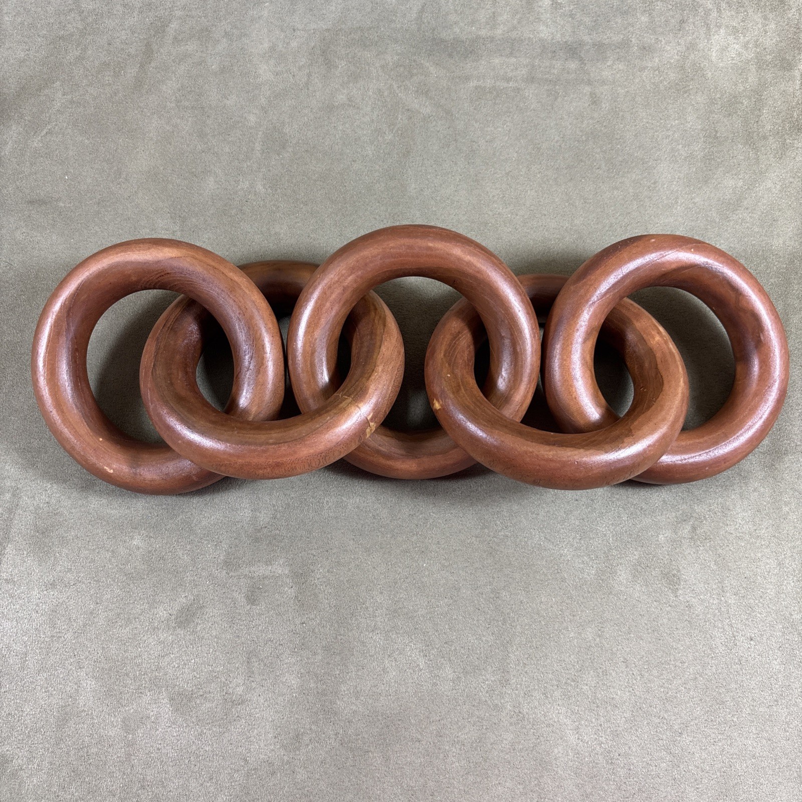 Teak Wood Chain Boho 5 Interlocking Circle Wooden Links Farmhouse Decor Modern gallery