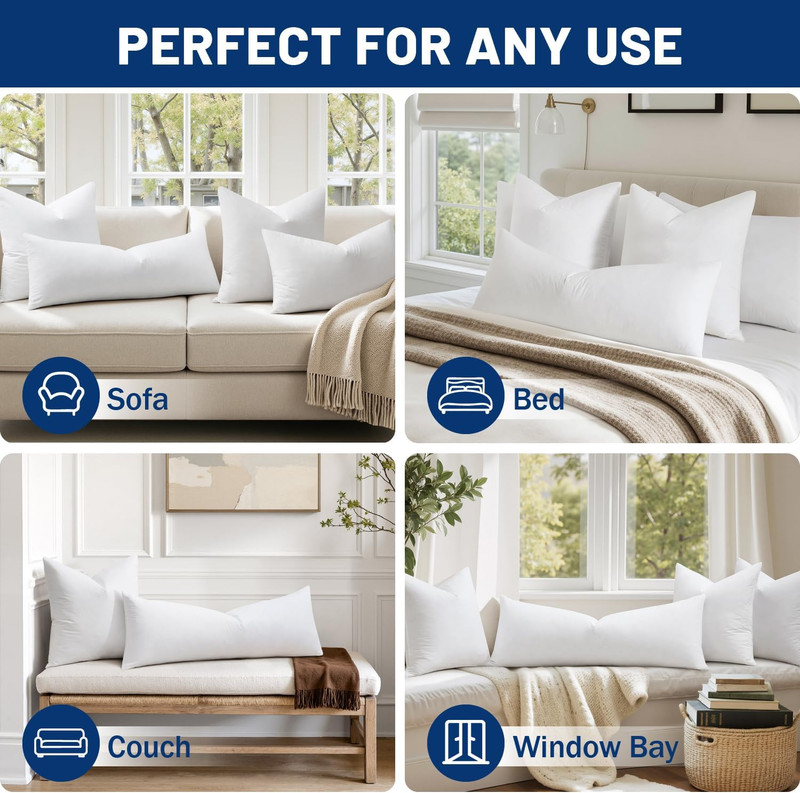 14X36 Inch down Feather Pillow Insert,Fluffy and Comfy Throw Pillow with Cotton gallery