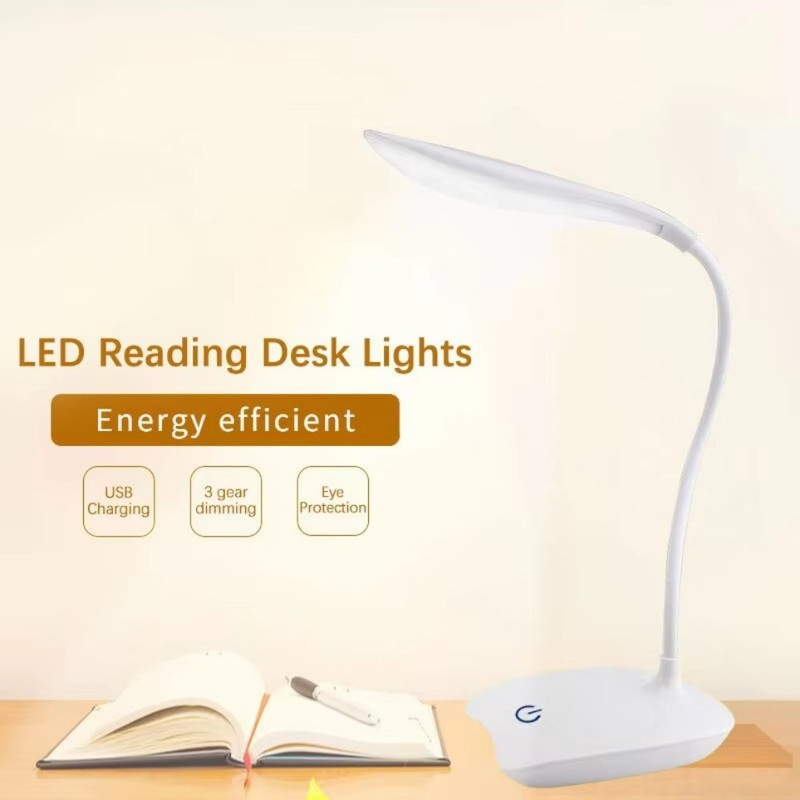 USB LED Desk Light Dimmable Bedside Reading Lamp Rechargeable Touch Control -&# gallery