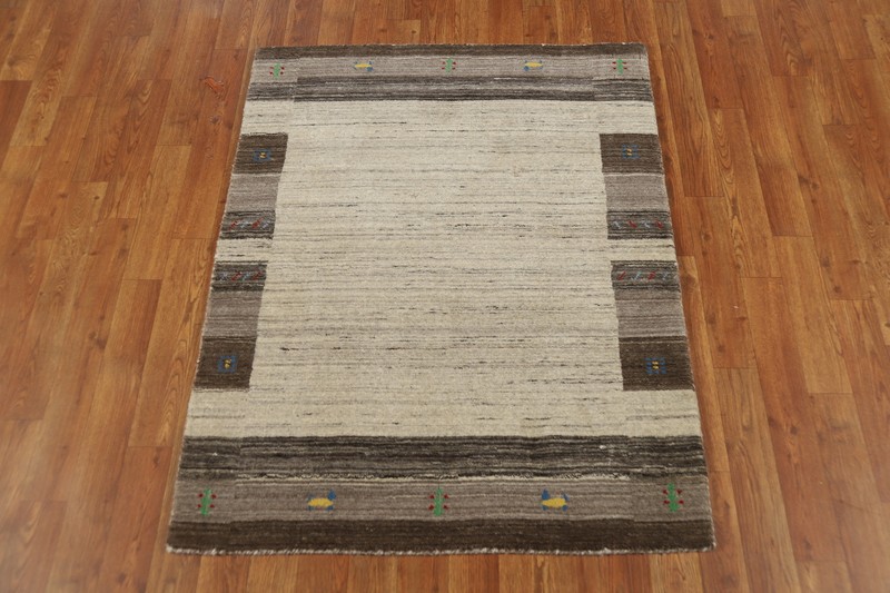 Bordered Beige Stylish and Versatile Gabbeh Accent Rug Handmade Wool 3x4 ft. gallery