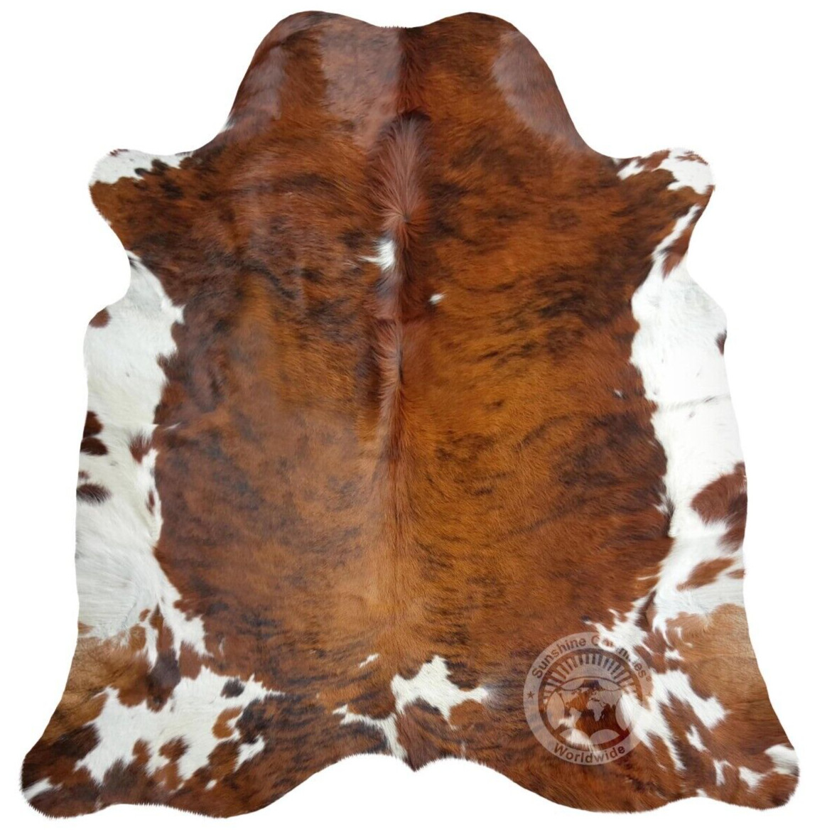 Real Cowhide Rug Brindle White Belly - Size 6x6-7’ gallery