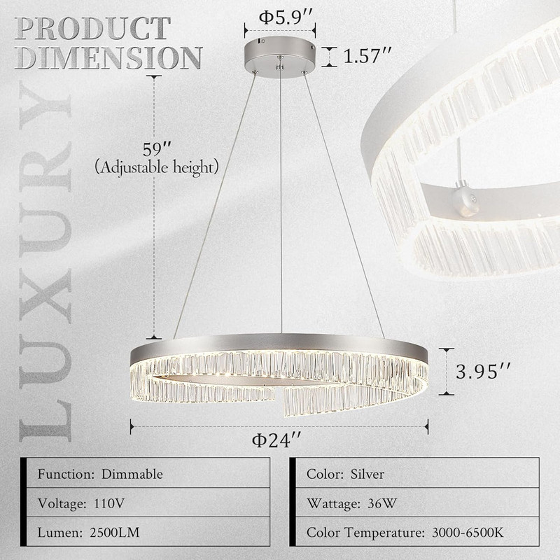 Dimmable LED Circular Chandelier with Remote Control for Modern Spaces gallery