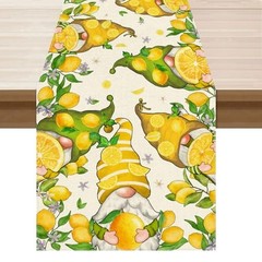 Gnomes Lemon Flower Summer Table Runner Table Table Runner 13×48 Inch