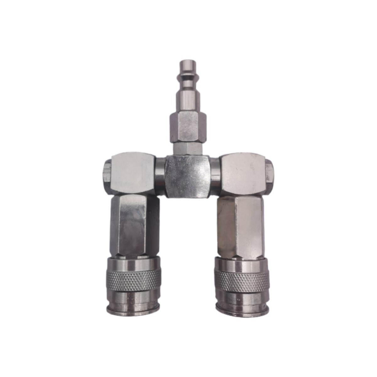Two Way Air Hose Compressor Swivel Splitter 1/4" NPT 360 Degrees Connector NEW gallery