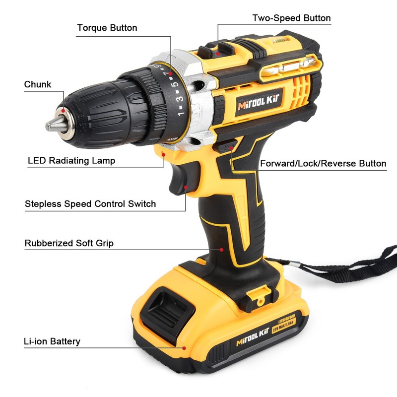 Cordless Screwdriver Drill Kit Electric Rechargeable Power Tool Set W/2 Battery gallery