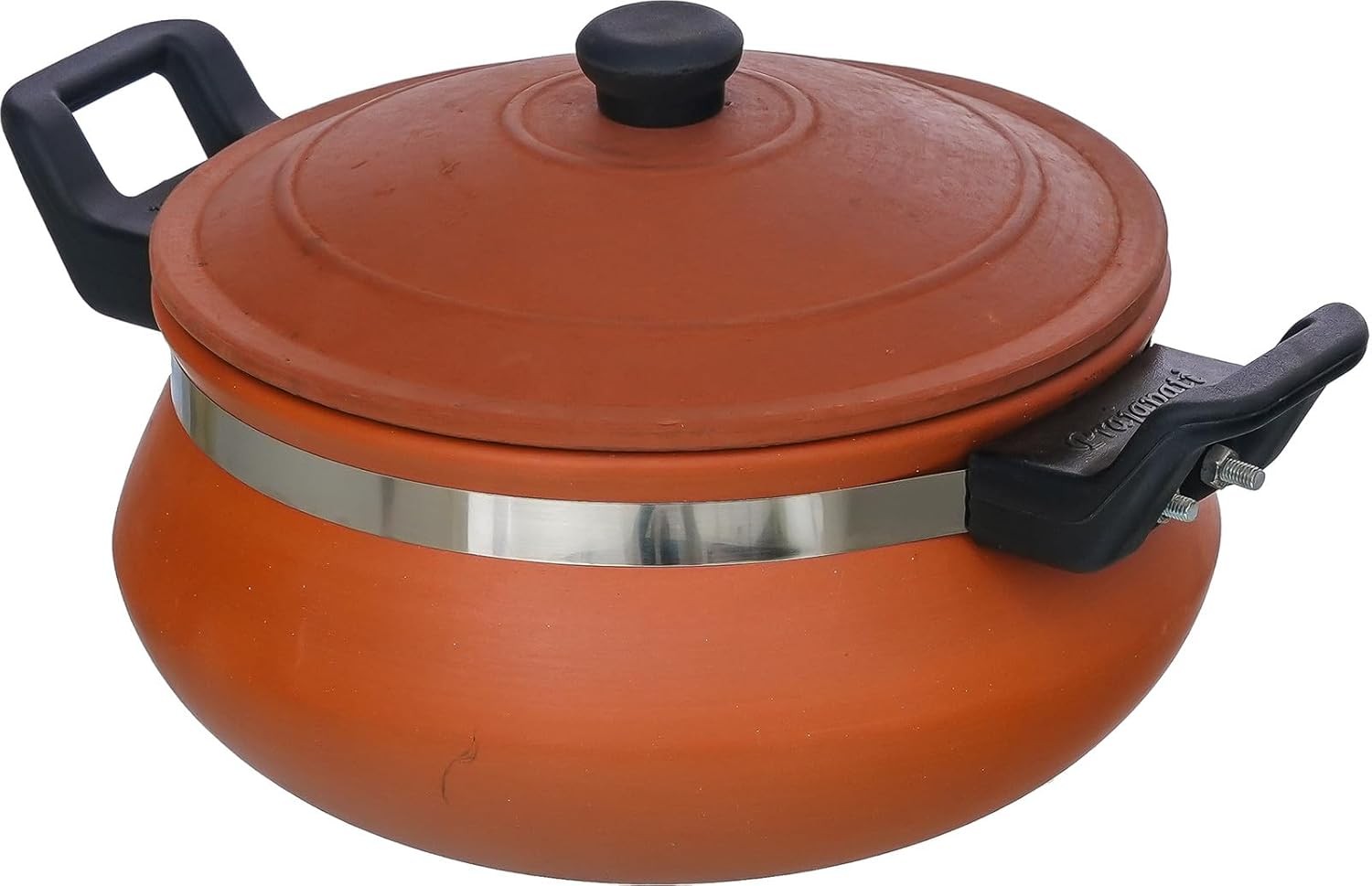 Clay Cooking Handi with Lid Terracotta Earthen Pot for Curry & Dal Handi - 1 L gallery