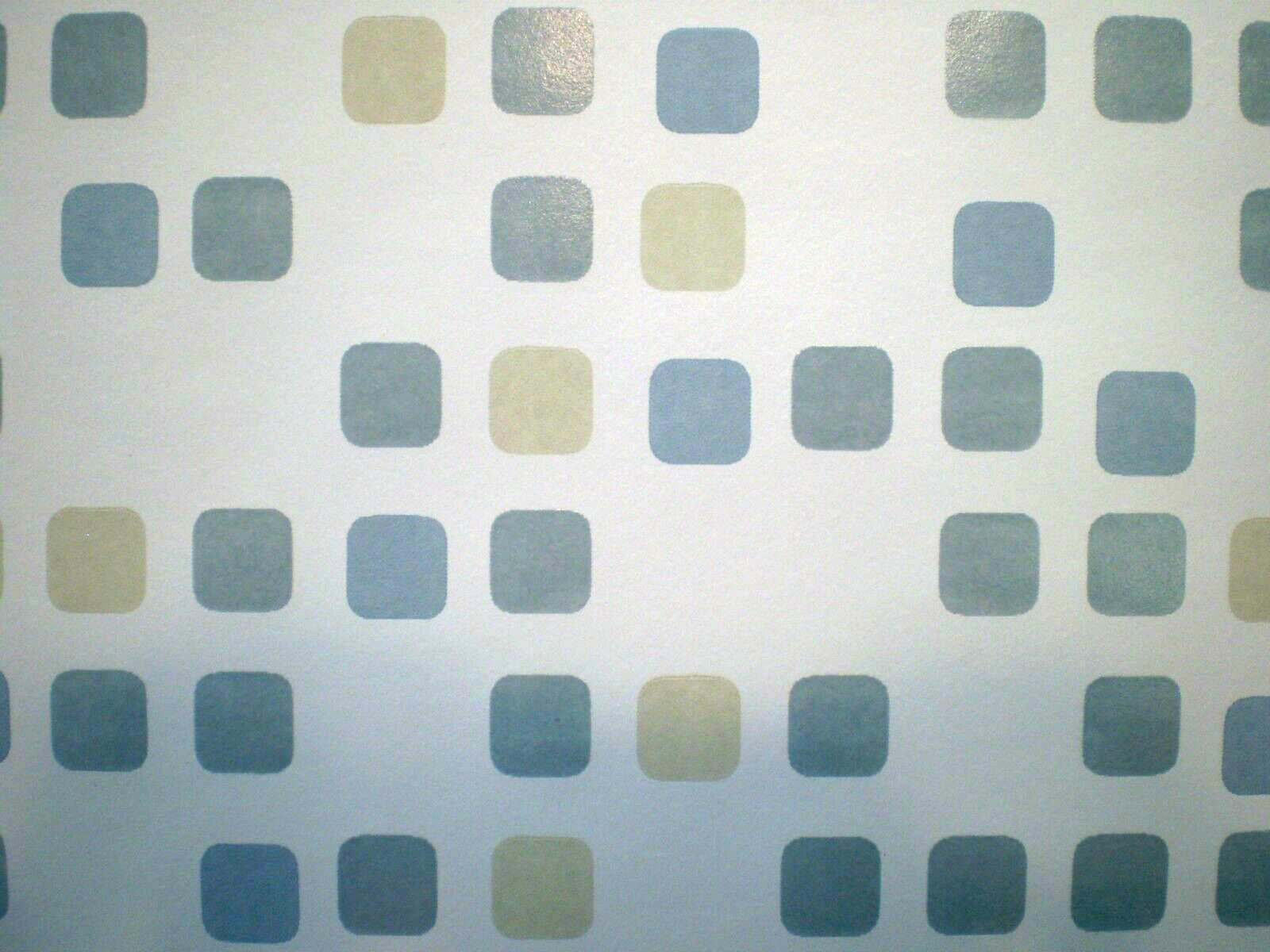 Metallic Blue & Beige Squares on White Background by Brewster FD62167 gallery