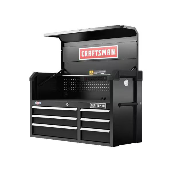S2000 Tool Chest W/ Light & Divider, 6 Drawer, Black, 44 in W x 19 in D x 27-1/2 gallery