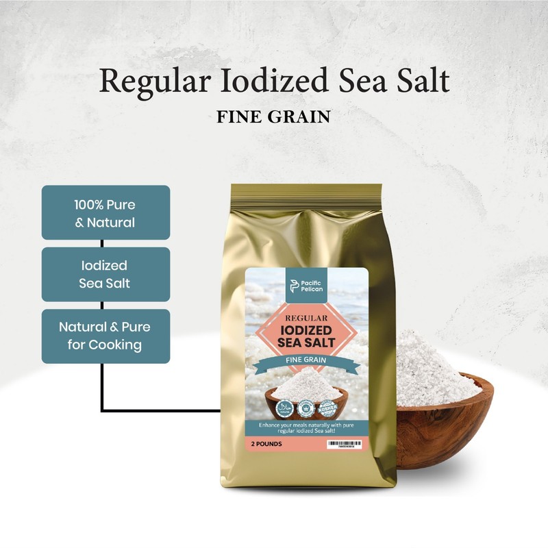 Pacific Pelican Iodized Sea Salt – 2 Pounds – Fine Grain – Pack of 2 gallery
