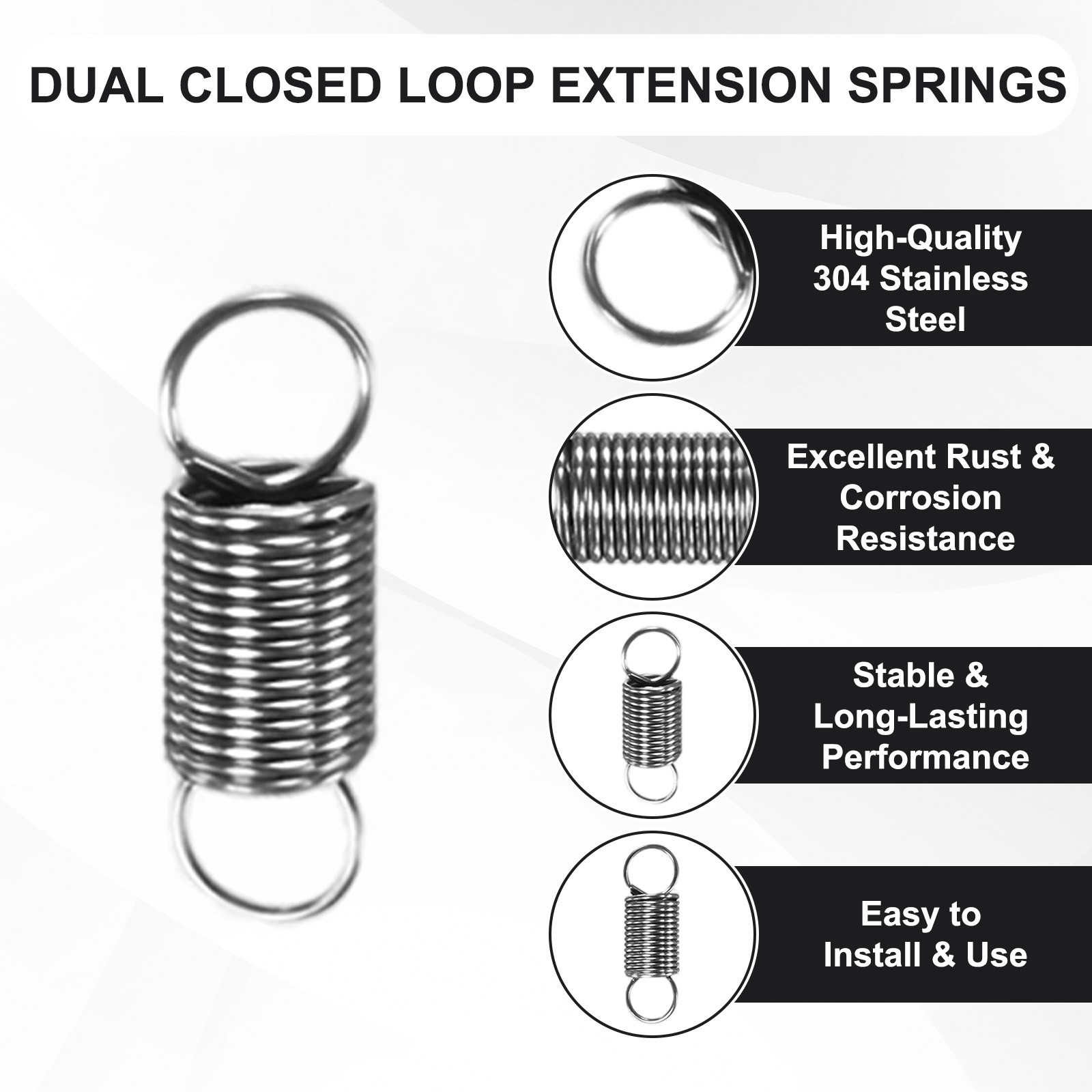5-Pack Extension Springs, 20mm Length 6mm OD [Silver Tone, 0.6mm Wire Size] gallery
