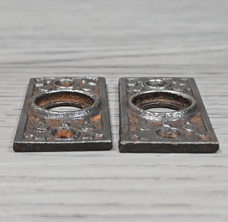Antique Windsor Reading Hardware Co Cast Iron Drawer Pull Backplate Rosette 2 Pc gallery