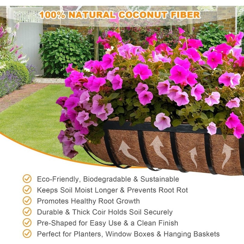 2Pcs Coco Trough Liners 24" 30" 36" 48" Wall Planter Basket Replacement Liners gallery
