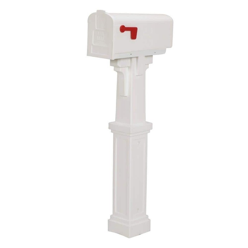 White Post Mounted Residential Mailbox - Durable Rust-Proof Plastic Construction gallery