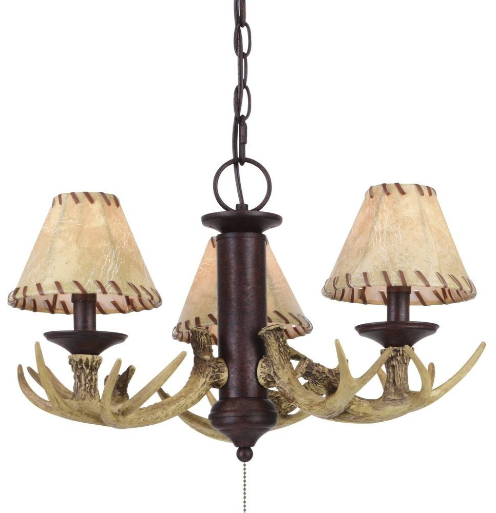 3 LED Ceiling Fan Light Kit Weathered Patina Faux Antler Rustic Lodge Lantern gallery