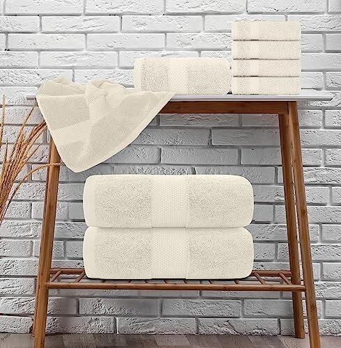 Towel Set Ivory - Soft Cotton 2/Bath / 2Hand 4/Wash 8 Piece Luxury gallery