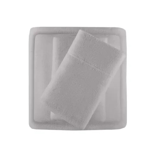 True North by Sleep Philosophy Micro Fleece Bed Sheet Set, Warm, Gray Full gallery