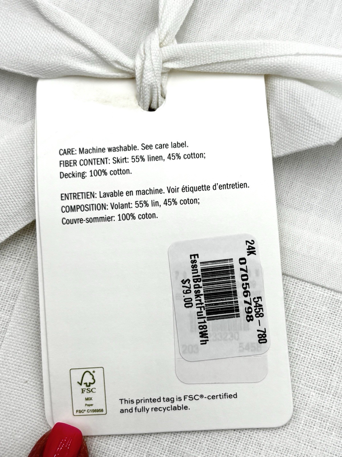 Pottery Barn Essential FULL Size Linen Cotton Blend Bed Skirt White 18” Drop NEW gallery