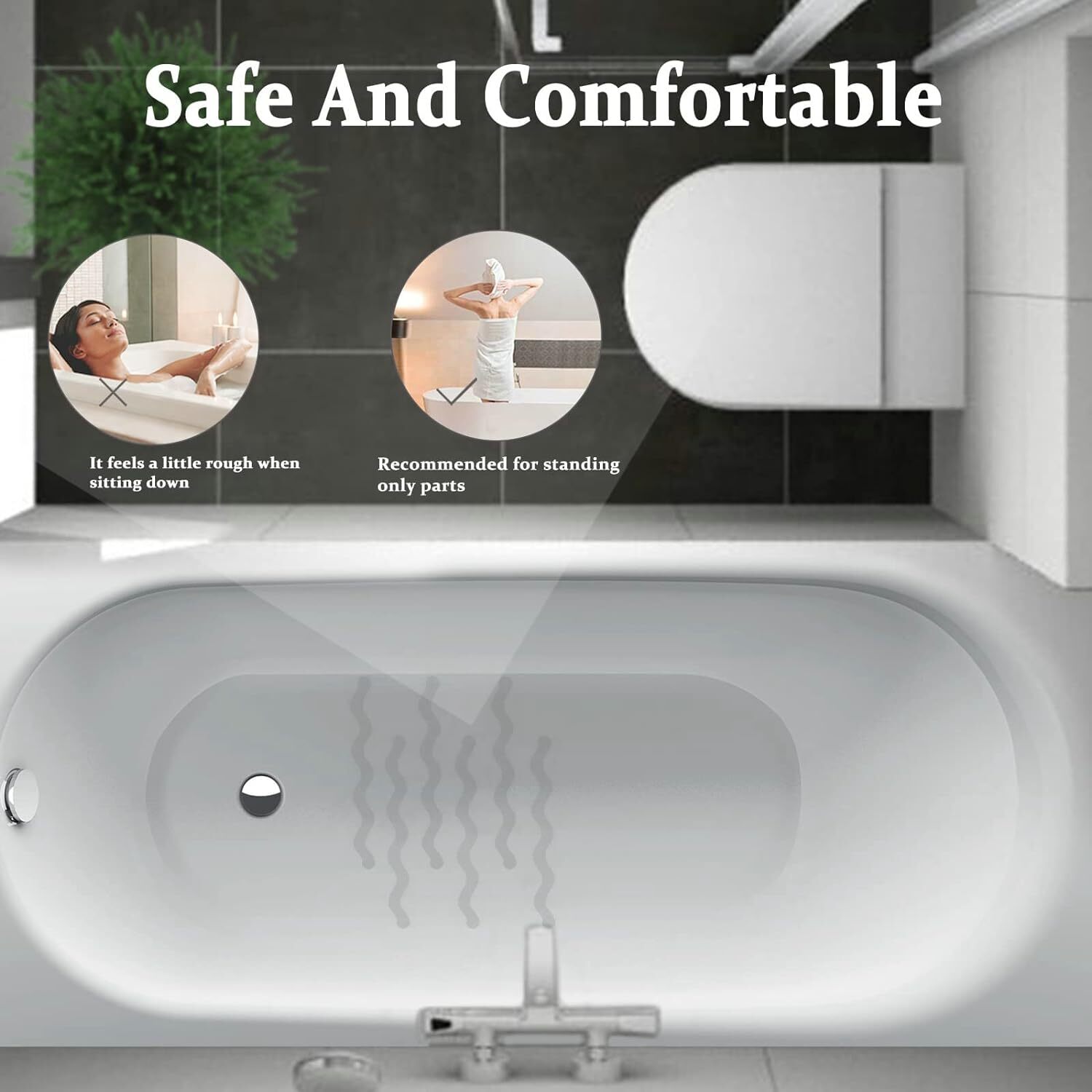 Colourtree 24 Pack S Wave Non-Slip Shower Stickers - Transparent Safety Strips gallery