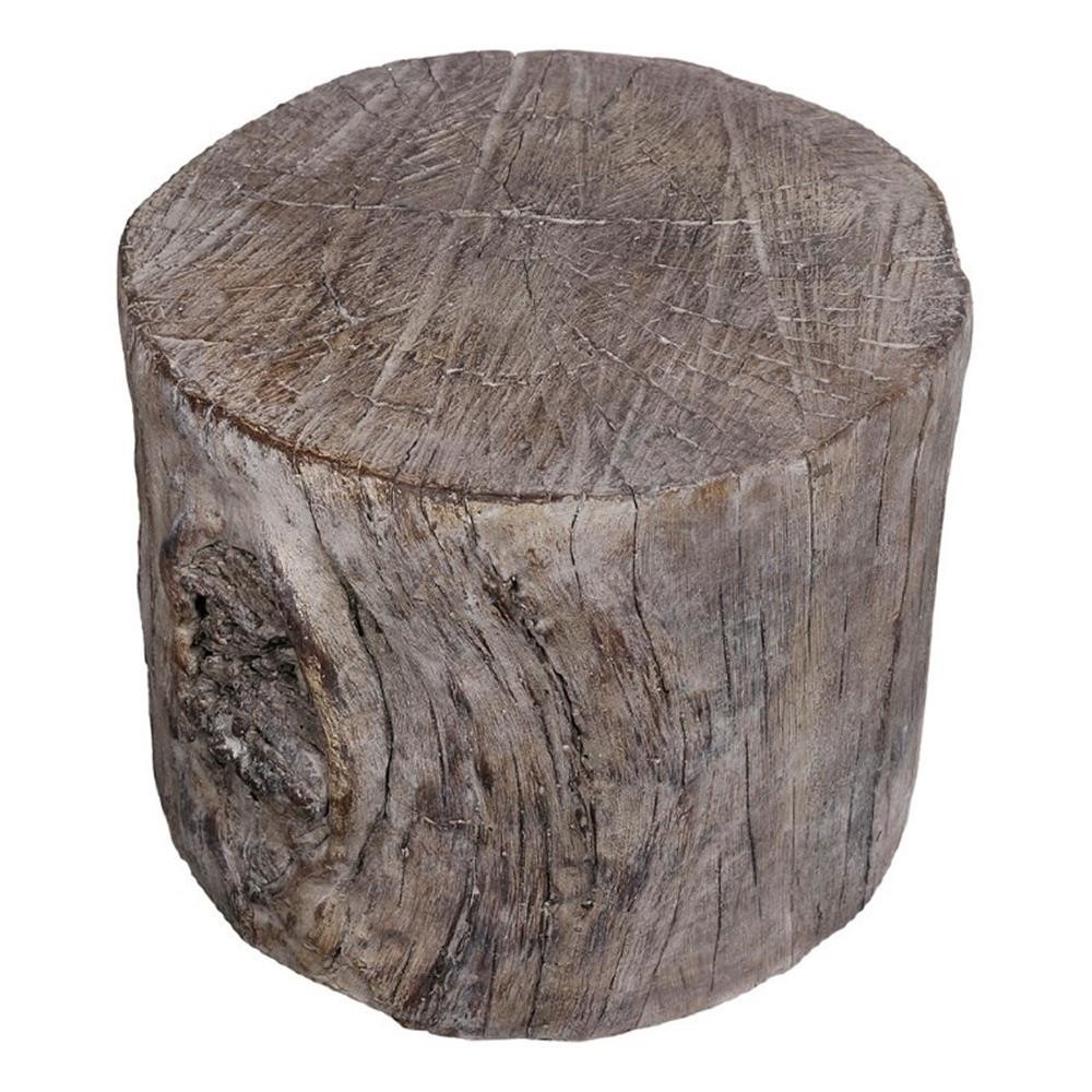 Antique Round Tree Stump Cement Stool- Brown gallery