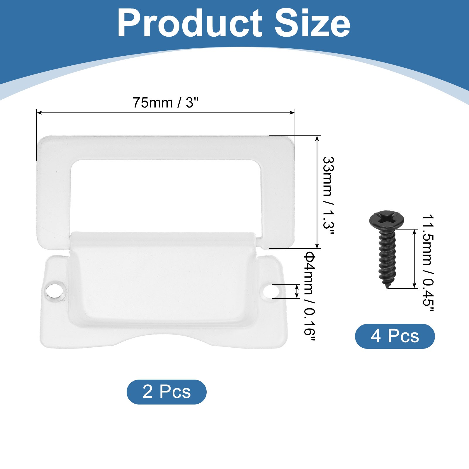 2Pcs Recessed Pull Door Handle Invisible Flush Pull Handle with Screw White gallery