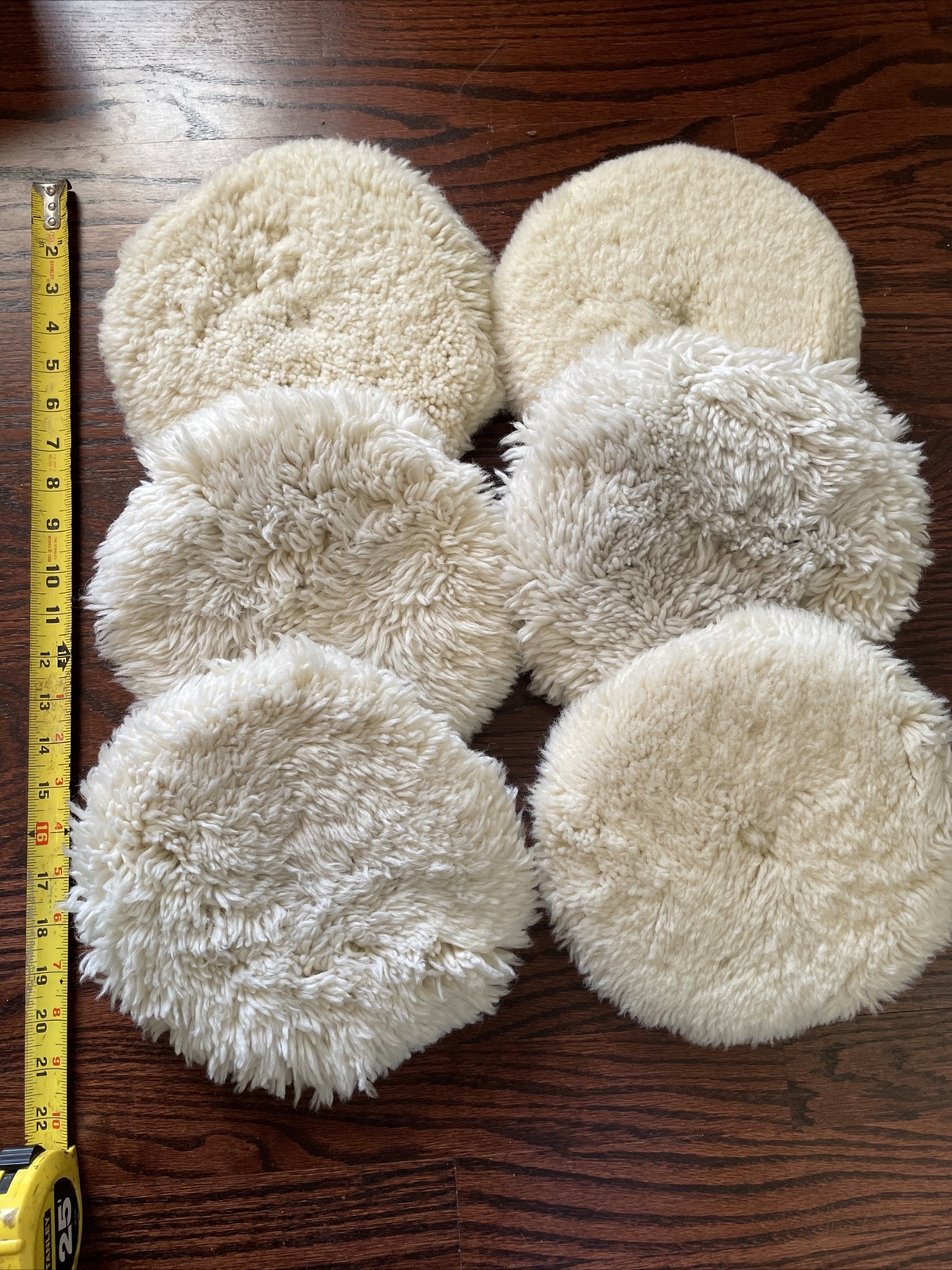 Buffing Pads 6 Pack Cleaned and Recycled 100% Wool 8” Double Sided gallery