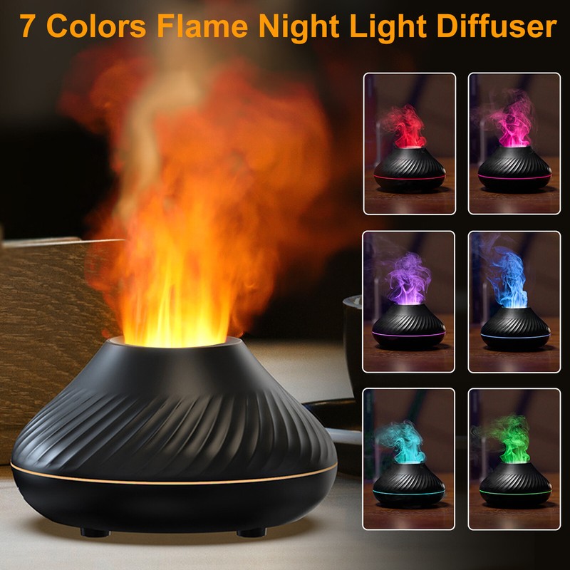 Cute Aroma Volcano Fire Flame Diffuser Humidifier Aromatherapy Essential Oil New gallery