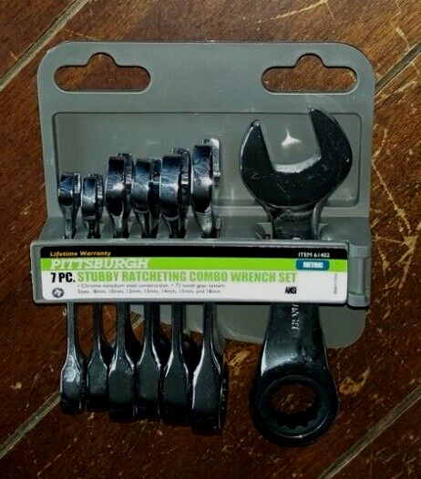 7pc Stubby Ratcheting Combo Wrench Set ☆Metric☆ 8/10/12/13/14/15/18mm gallery