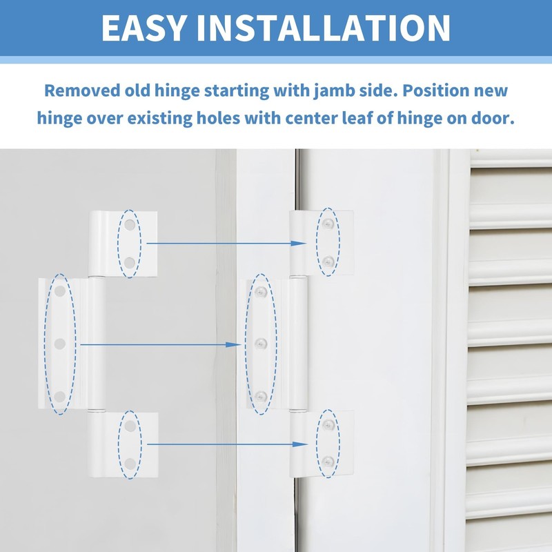 3Pack Storm Door Hinge White Aluminum 1/8 inch Grooved Center Screen gallery
