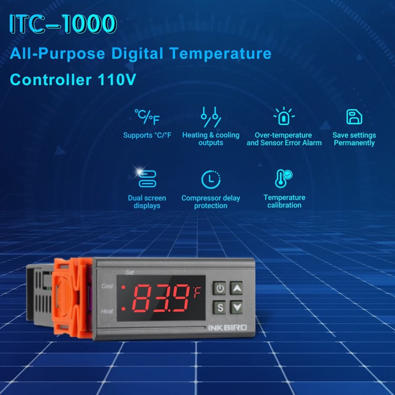 Inkbird Temperature Controller Thermostat 2 Relays Refrigerators Control 1100W gallery
