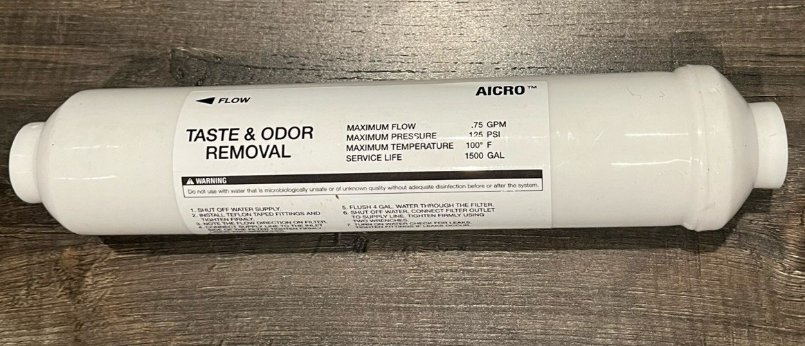 Aicro Inline Water Filter Cartridge Taste Odor Removal 1500 GAL 0.75 GPM 125 PSI gallery