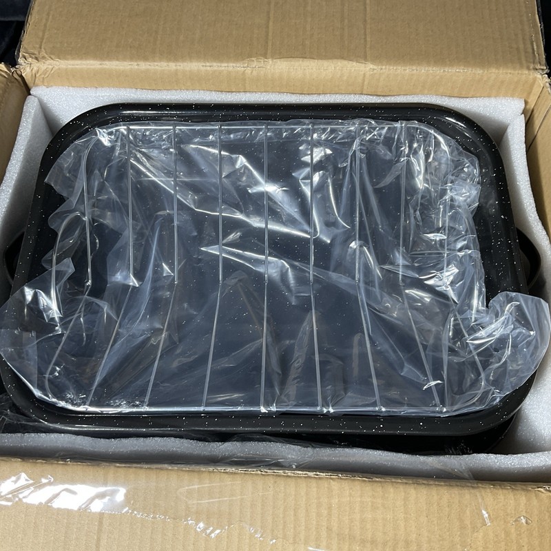 QPMR Roasting Pan with Rack, 21” Rectangular Granite Roaster Pan, 25lb Capacity gallery