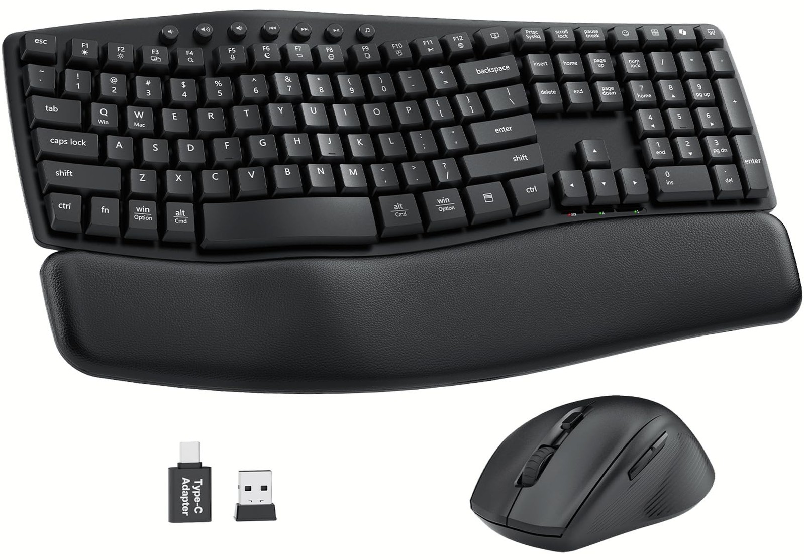 Ergonomic Wireless Keyboard and Mouse Combo, 30dB Quiet Full Size Keyboard Set w gallery