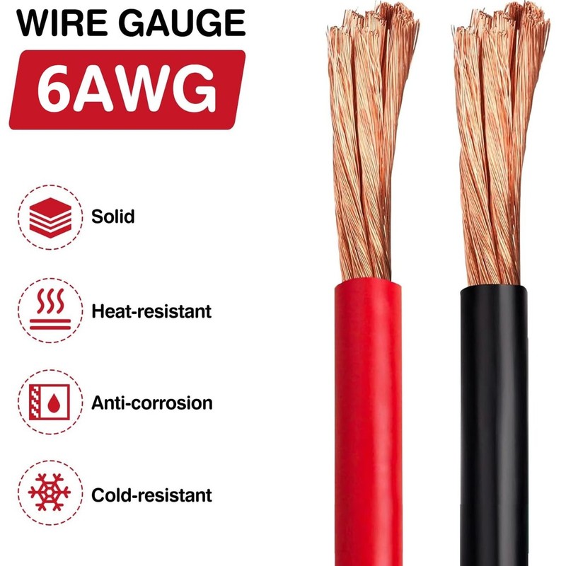 24 FT Heavy Duty Quick Disconnect Winch Power Cable 6 Gauge 6 AWG Copper Wiring gallery