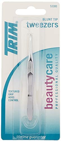 Trim Blunt Tip Tweezers with Textured Grip 1 Count (Pack of 1), Silver gallery
