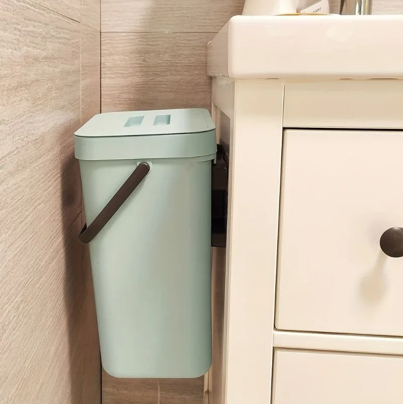 1pc Space-Saving Quiet-Close Trash Can – 3L/5L Eco-Friendly Sealed Bin - NEW gallery