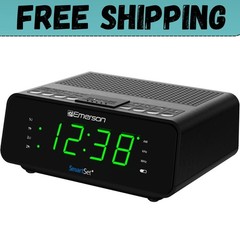 Emerson SmartSet Alarm Clock with AM/FM Radio Dimmer Sleep Timer LED Display