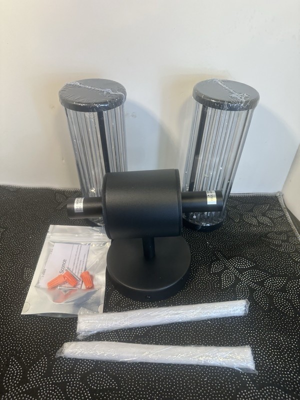 Modern 2-Light Wall Sconce – Matte Black Glass-Rod Vanity Light – 19.7" Vertical gallery