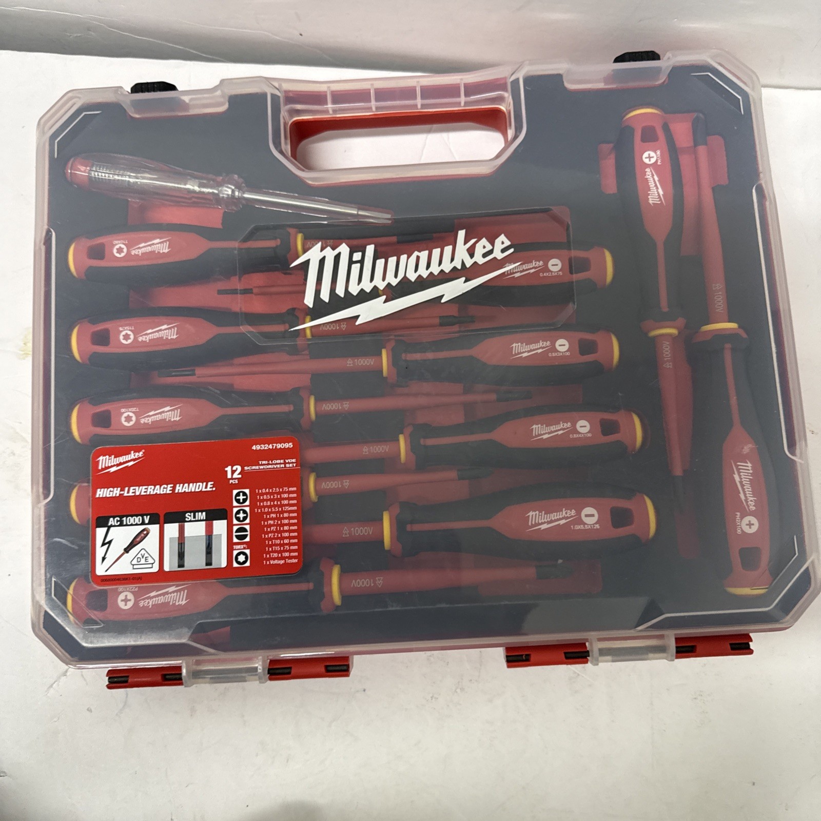 Milwaukee Tri-Lobe VDE Screwdriver 12pc Set VDE Tested To 10,000v Used gallery