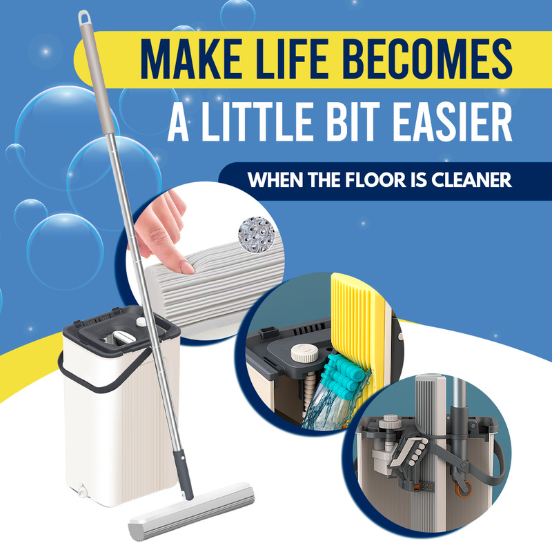 Mop and Bucket Set, 56Inch Pole, Two Mop Head Refills, PVA Mop & Bucket Cleaning gallery