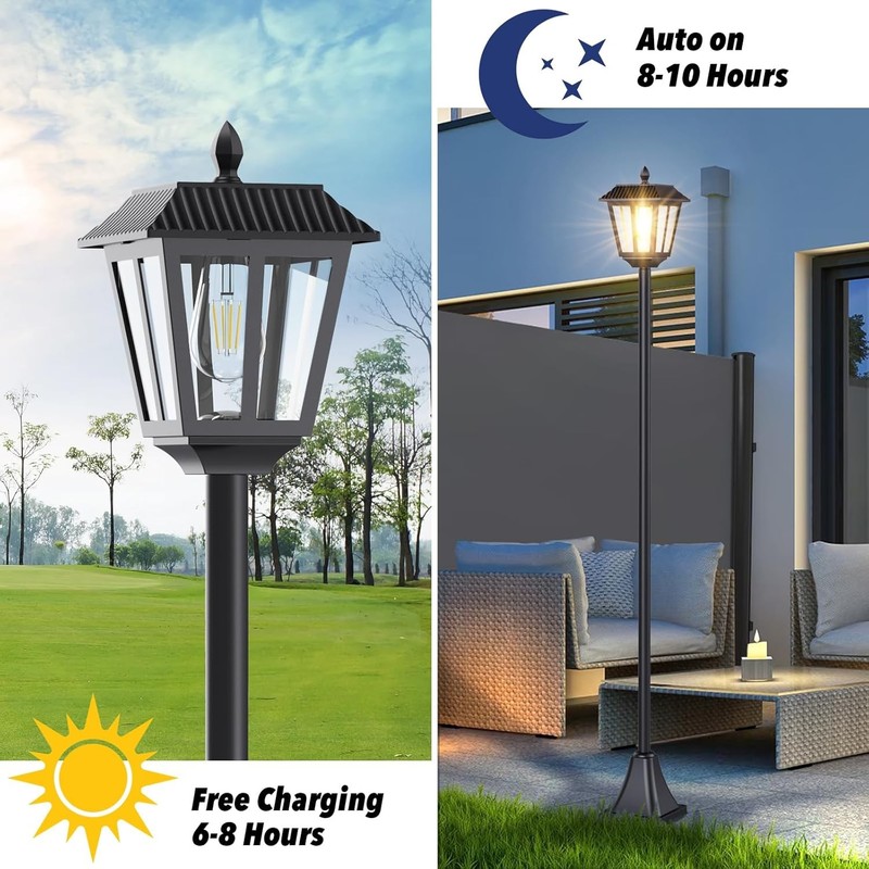 68" Solar Lamp Post Light Outdoor - 3000K Warm White, IP45 Waterproof Post Solar gallery