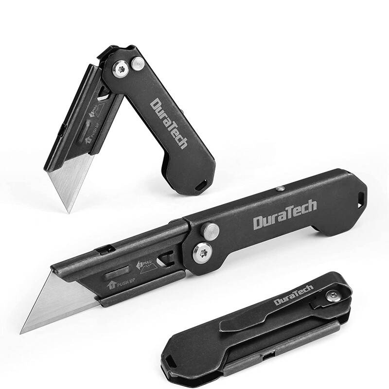 DURATECH 2PC Folding Pocket Utility Knife Set Quick Change Blade EDC Box Cutter gallery
