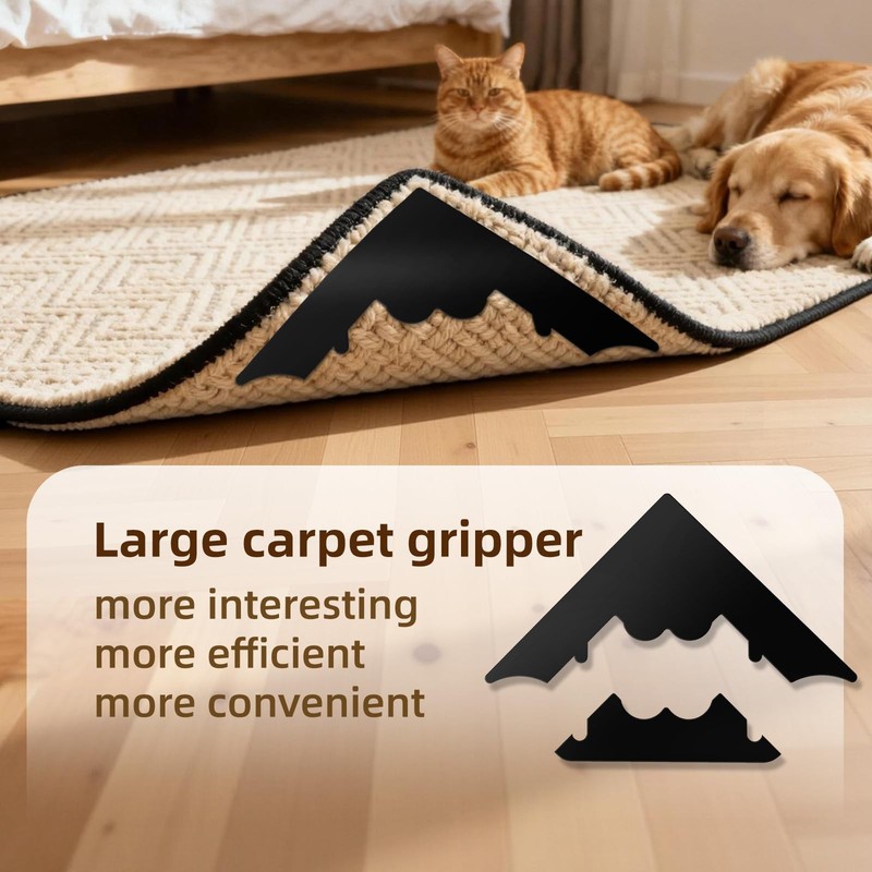 Rug Pad Gripper, 8 Pcs Reusable Non-Slip Rug Pads, for Hardwood Floors and Ti... gallery